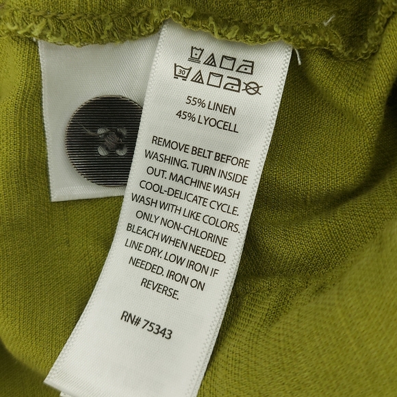 Cynthia Rowley Linen Blend High Rise Straight Leg Green Belted  Pants Size 6 - Picture 6 of 6